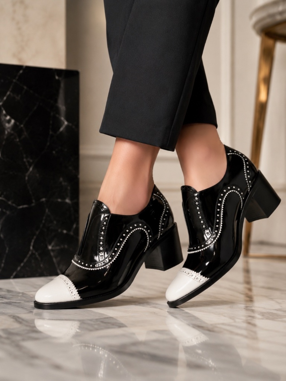 The Office of Angela Scott Miss Mae Patent Oxford Heel